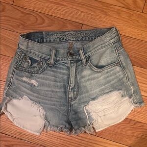 American Eagle Outfitters Blue Jean Shorts Distressed High-Waisted
